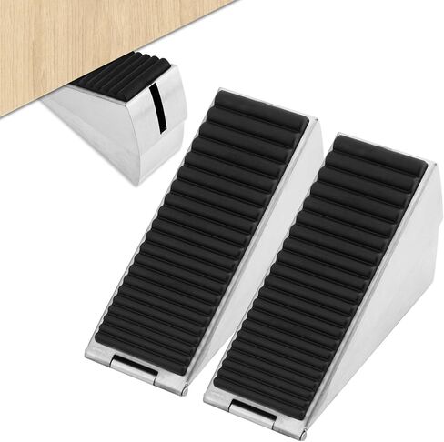 Door Stopper - Heavy Duty Door Stoppers Wedge Tall Door Stop for Bottom of Door Security Rubber,3 Inch High Adjustable Spring Loaded Spring,Door Wedge Stopper Suits Any Heavy Door (Black) in Kuwait