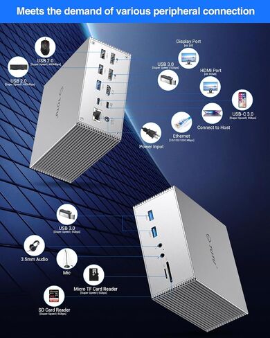 USB C Hub, TOTU USB C 4K Triple Display Docking Station, with Charging Support for Pro & Windows Type C Systems (2 4K DP, HDMI, 6 USB Ports, 60W USB PD) in Saudi Arabia