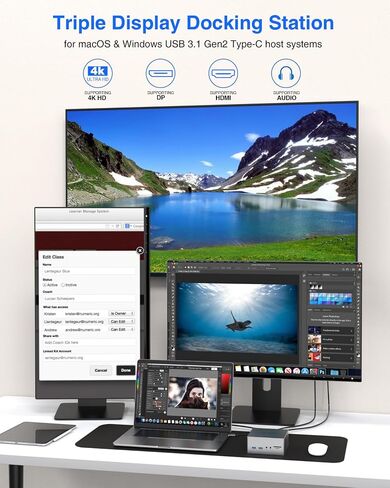 USB C Hub, TOTU USB C 4K Triple Display Docking Station, with Charging Support for Pro & Windows Type C Systems (2 4K DP, HDMI, 6 USB Ports, 60W USB PD) in Saudi Arabia