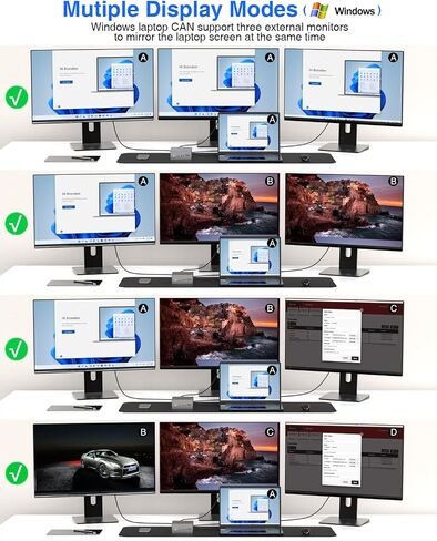 USB C Hub, TOTU USB C 4K Triple Display Docking Station, with Charging Support for Pro & Windows Type C Systems (2 4K DP, HDMI, 6 USB Ports, 60W USB PD) in Saudi Arabia