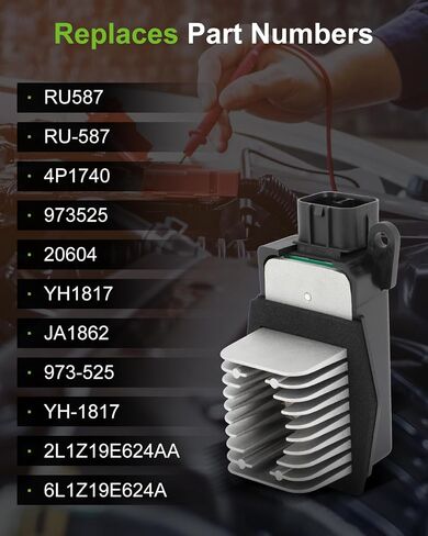 مروحة سخان تكييف الهواء SCITOO منظم مقاوم محرك منفاخ HVAC لعام 2003-2006 لسيارة Ford Expedition/ 2000-2002 لسيارة Lincoln LS/ 2002-2006 لسيارة Lincoln Navigator، OE-RU587، 973525 in Saudi Arabia
