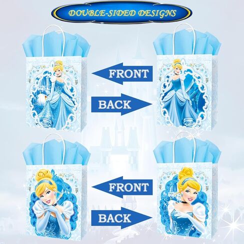 BEST HOPE 12 Pcs Princess Party Supplies Gift Bags Paper Candy Bags Birthday Party Favors for Boys Girls, 2 Patterns in Kuwait