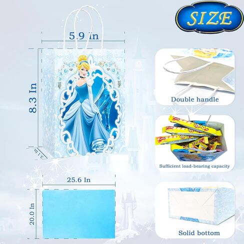 BEST HOPE 12 Pcs Princess Party Supplies Gift Bags Paper Candy Bags Birthday Party Favors for Boys Girls, 2 Patterns in Kuwait
