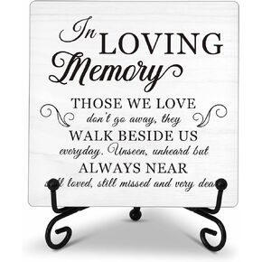Memorial Wood Plaque Gifts, Loving Memory Wood Block, 5x5 Inch Memory Decor Plaque, Home Decorate Loving Memory Gifts Sympathy Gifts, Gifts For Family, One Piece-A(16)