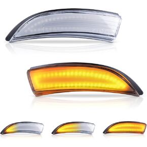 Sequential Dynamic Turn Signal Lights Assemly, Led Amber Blinker Rear View Mirror Side Marker Indicator Lamps Compatible With Ford Fiesta Mk7 2008-2017, B-Max 2012-2017 - Clear Lens