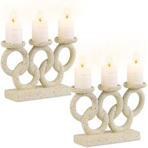 QILICHZ Candle Holder for Pillar Candle,2Pcs Pillar Candle Holder for Table,Beige Candelabra,Candle-Sticks Holder for Fireplace Table Centerpiece Farmhouse Decor Gift in Saudi Arabia
