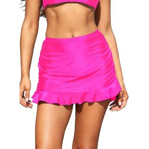 SHEKINI Women's Swimdress Swimsuit Built-in Swim Bottoms Shirred Ruffle Skirt Bikini Bottoms
