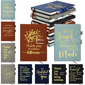 Fulmoon 10 Pcs Thank You Gifts A5 Leather Journal Notebook Inspirational Notebook Bulk Team Appreciation Gifts for Employee Coworker Teacher Student Graduation Supplies(Motivational)