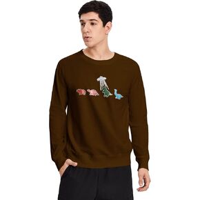 WDIRARA Men's Cartoon Dinosaur Graphic Print Long Sleeve Round Neck Sweatshirt