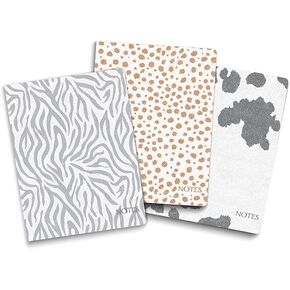 Southworth Premium Journal Set (3pk), 6.5"x 8.5", Animal Embossed (3 Coordinating Designs), Premium 28lb/105gsm Paper, Flex Journals, 32 Ruled Sheets/64 Pages Per Journal (91376)