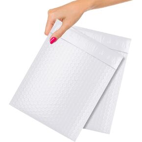 ABC Poly Bubble Mailer مقاس 6.5 بوصة × 9 بوصة، حزمة مكونة من 25 مظروفًا أبيض مبطنًا، مغلفات بريدية مبطنة مقاومة للماء، مغلفات بريدية مبطنة مقاومة للتمزق، مغلفات شحن مبطنة مع غلاف فقاعي