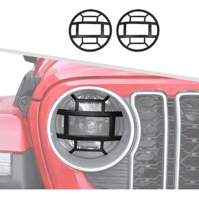 Front Headlight Cover Guard Compatible with Jeep Wrangler JL 2018-2024 & Gladiator JT 2020-2024 (Black)