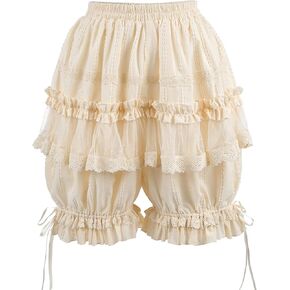 CR ROLECOS Pantaloons Women Lolita Bloomer Victorian Ruffle Lace Pumpkin Pants