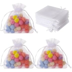 50Pcs White Mini Sheer Organza Gift Bags, 2x3 Breathable Storage Bag with Drawstring, Mesh Bags for Wedding Favor Party Pouch, Gift Wrapping Supplies,Stationery and Gift Wrapping Supplies,Wrap Bags