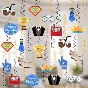 Tifeson Father's Day Decorations Hanging Swirls - 36 PCS Foil Ceiling Hanging Swirls for Father's Birthday Party Decor, Fathers Day Party Supplies