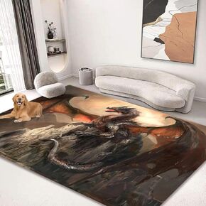 Large Area Rug 5'x6' Carpet for Bedroom Living Room Kids Room Home Decor Rugs Mat Non Slip The Dragon On Castle