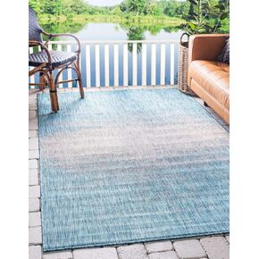 Unique Loom Outdoor Modern Collection Area Rug - Ombre (3' 3" x 5' 3" Rectangle, Charcoal Gray/ Ivory)