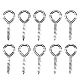 10 Pcs Eye Hooks Screw 2.5 Inches - Stainless Steel Heavy Duty Eye Bolts Screw in Capacity Rust and Corrosion Resistant Anti-Rust Self Tapping Eyelet Screw Eye Bolts for Indoor and Outdoor，Screws