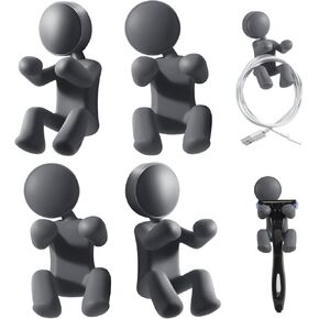 4Pcs Creative Silicone doll Multifunction Hook,Waterproof Self-adhesion Wall Hooks for Kitchen Bathroom,for Clip & Hanging Razor,Key,etc,Bathroom Accessories（Gray）Unique Gifts for best friend