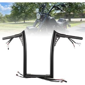 TIGERSGATE PRE-WIRED 14" Rise Diablo Ape Hangers 1 1/4" Fat Softail Mercenary Handlebars Kit for 2016-Later Harley Softail & 2016-2017 DYNA low Rider S （Black）