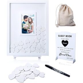 Wedding Guest Book, Wedding Guest Book Alternative with Wooden Hearts, Guest Book Wedding Reception Wedding Book for Guests for Wedding Anniversary Baby Shower Birthday Party