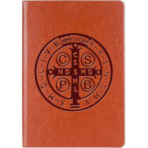 Saint Benedict Gift Medal Benedict Exorcism Leather Journal Notebook Evil Cross Protection Religious notebook Catholic Roman Gifts for Men Women (Saint Benedict)