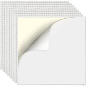 8 Pack Peel-and-Stick Building Baseplates, 10"x10" Classic Self-Adhesive Building Boards - 100% Compatible with All Major Brands of Toy Building Sets, Sturdy Stacking Play Table Top, White