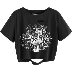 Remidoo Women's Casual Short Sleeve Graphic Print Tie Dye Crop Top T Shirt in Saudi Arabia