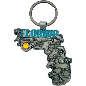 Westmon Works Florida Shaped Keychain Metal Map Key Ring Souvenir Gift from the Sunshine State