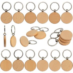 50 قطعة من فراغات نقش الخشب سلاسل مفاتيح خشبية فارغة (دائرية) TFoRibbon00057 in Kuwait