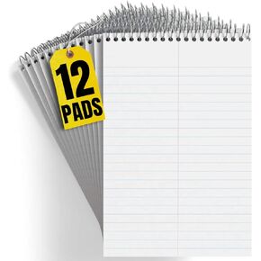 1InTheOffice Steno Pads Spiral 6x9, Spiral Note Pad, Gregg Ruled, White, 80 Sheets/Pad, (12) (12)