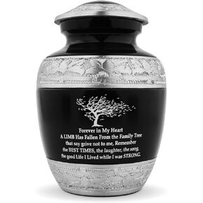 Cremation Urns for Human Ashes - Decorative Urns, Urns for Human Ashes Female & Male, Urns for Ashes Adult Female, Funeral Urns - Black, Medium