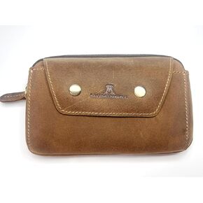 Fine Crazy Horse Soft Leather Mobile Phone Holster/Belt Pouch ~ Zippered Nylon-Lined Compartment ~ Leather Flap Covered Front Pouch Secured with Two Snaps ~ Belt Loop and Brass Hook