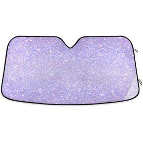 Shiny Glitter Lavender Windshield Sun Shade for Car, Front Window UV Heat Insulation Universal Car Sun Shades Keep Your Vehicle Cool (55" × 27.6")