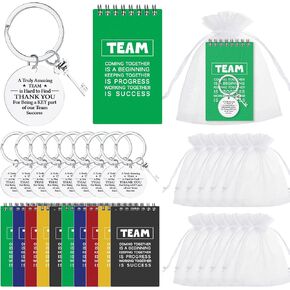 Roowest 75 Pcs Employee Appreciation Thank You Gifts Bulk 25 Motivational Notebooks 25 Team Inspirational Keychains 25 Organza Bags Team Building Gift Graduation Gifts for Nurse Teacher Coworker
