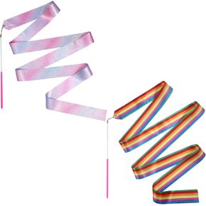 قطعتان من شرائط الرقص، شريط الجمباز 157.5 بوصة، أشرطة الرقص الإيقاعي، أشرطة التدوير للرقص الفني للأطفال وعروض المواهب الراقصين in Kuwait