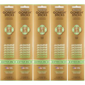 Gonesh Incense Sticks Extra Rich Collection - Jasmin 5 Packs (100 Total)
