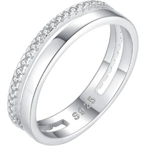 Cubic Zirconia Rings for Women 925 Sterling Silver Stacking Ring Dainty Statement Eternity Band 2 Layered Ring Jewelry Thumb Ring Pinky Ring Birthday Graduation Gifts for Her