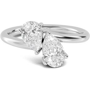 1-8 Carat (ctw) White Gold Pear Cut LAB GROWN Diamond Stackable Ring (Color H-I Clarity VS1-VS2)