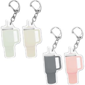4Pcs Mini Stanley Cup Shaped Keychain, Acrylic Key Chain Ornaments for Stanley Cup, Cute Key Chain Handbag Charms, School Bag Key Ring, Gift for Stanley Cup Enthusiasts Women and Students