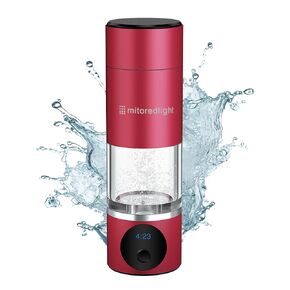 MitoHYDRO™ Water Bottle - Ultra Premium Hydrogen Water Bottle - Hydrogen Generating Water Bottle -2500 to 5000ppb - Advanced SPE PEM - Chlorine Free - 3rd Party Tested - Safe Charging - Red