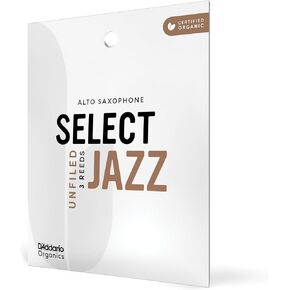 D’Addario Woodwinds - Organic Select Jazz Alto Saxophone Reeds - Alto Sax Reeds - Individually Sealed - Unfiled, Medium, Strength 2, 3-Pack