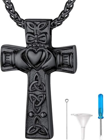 Richsteel Urn Necklaces for Ashes for Women Men Cremation Pendant Necklace for Ashes Dog/Cross Stainless Steel Memorial Jewelry in Kuwait