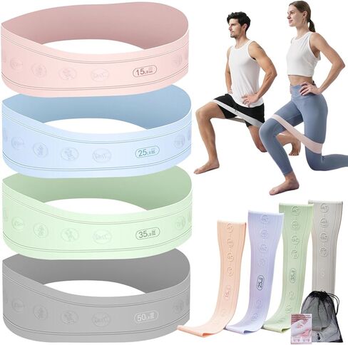 Resistance Bands for Working Out Silicone Booty Bands for Home Fitness, Stretching, Strength Training, Physical Therapy,Elastic Workout Bands for Women Men Kids, Set of 4 in Saudi Arabia