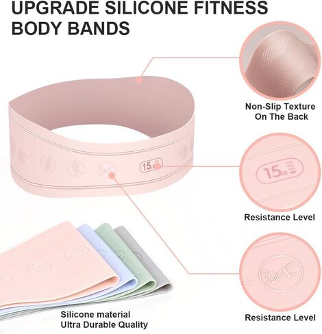 Resistance Bands for Working Out Silicone Booty Bands for Home Fitness, Stretching, Strength Training, Physical Therapy,Elastic Workout Bands for Women Men Kids, Set of 4 in Saudi Arabia