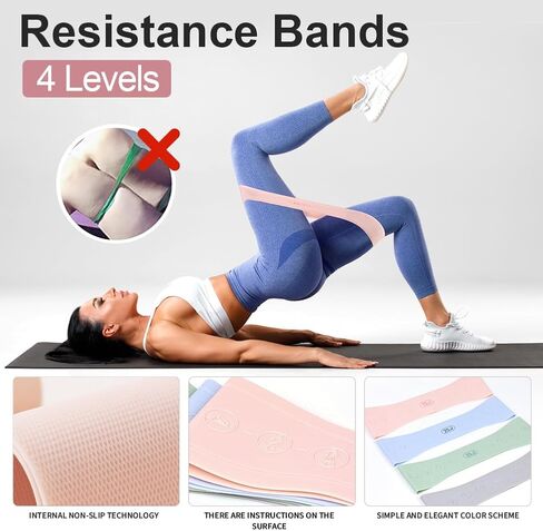 Resistance Bands for Working Out Silicone Booty Bands for Home Fitness, Stretching, Strength Training, Physical Therapy,Elastic Workout Bands for Women Men Kids, Set of 4 in Saudi Arabia