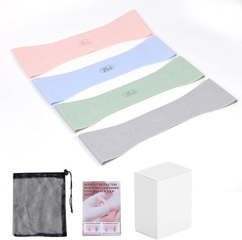 Resistance Bands for Working Out Silicone Booty Bands for Home Fitness, Stretching, Strength Training, Physical Therapy,Elastic Workout Bands for Women Men Kids, Set of 4 in Saudi Arabia