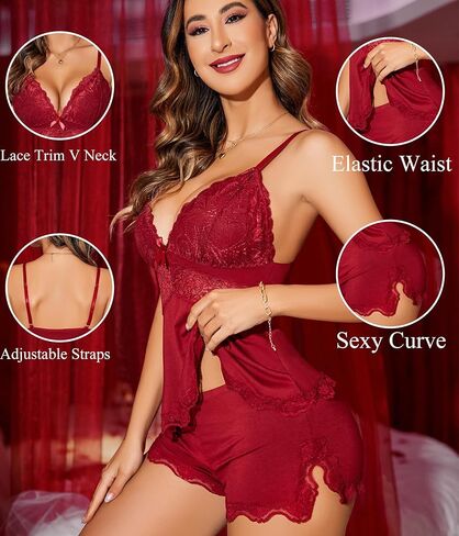 wearella Womens Lingerie Set Pjs and Panty Set Camisole Set Modal Sweetness Sleepwear in Kuwait