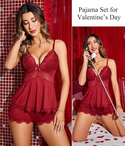wearella Womens Lingerie Set Pjs and Panty Set Camisole Set Modal Sweetness Sleepwear in Kuwait