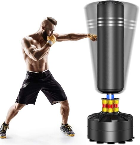 Punching Bag Heavy Boxing Bag with Suction Cup Stand- Freestanding Punching Bag for Adults Kickboxing Bags Kick Punch Bag for Home Gym Boxing Training Black, 69" in Saudi Arabia